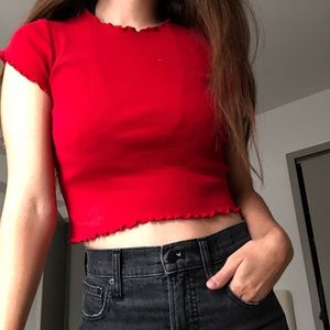 Brandy Melville Red cropped Tee